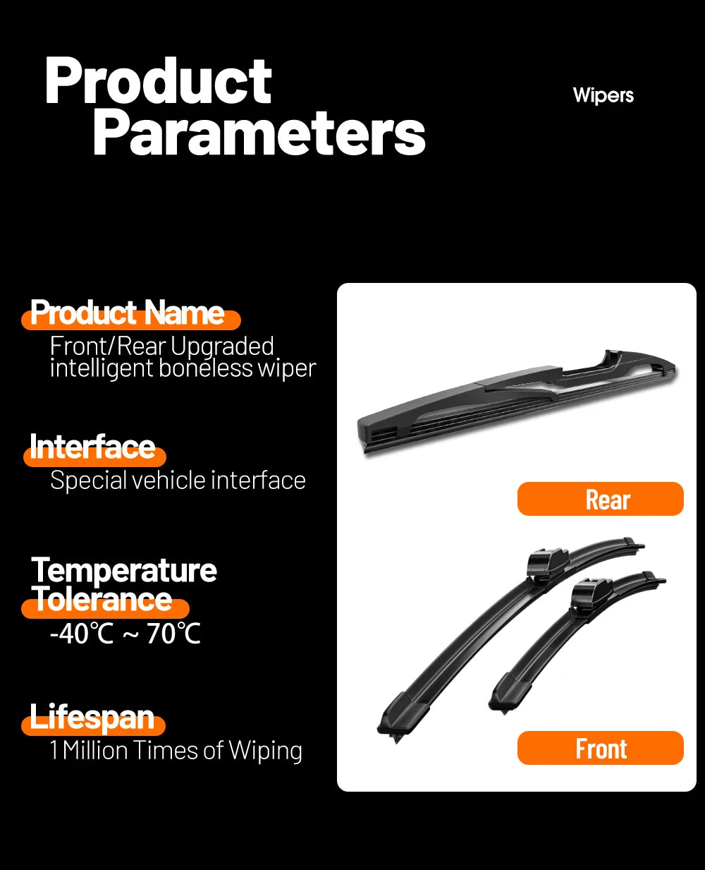 3Pcs Car Wiper For KIA Rio Hatchback Mk3 2011-2017 Front Rear Wiper Blades Brushes Auto Accessories 2013 2014 2015 2016