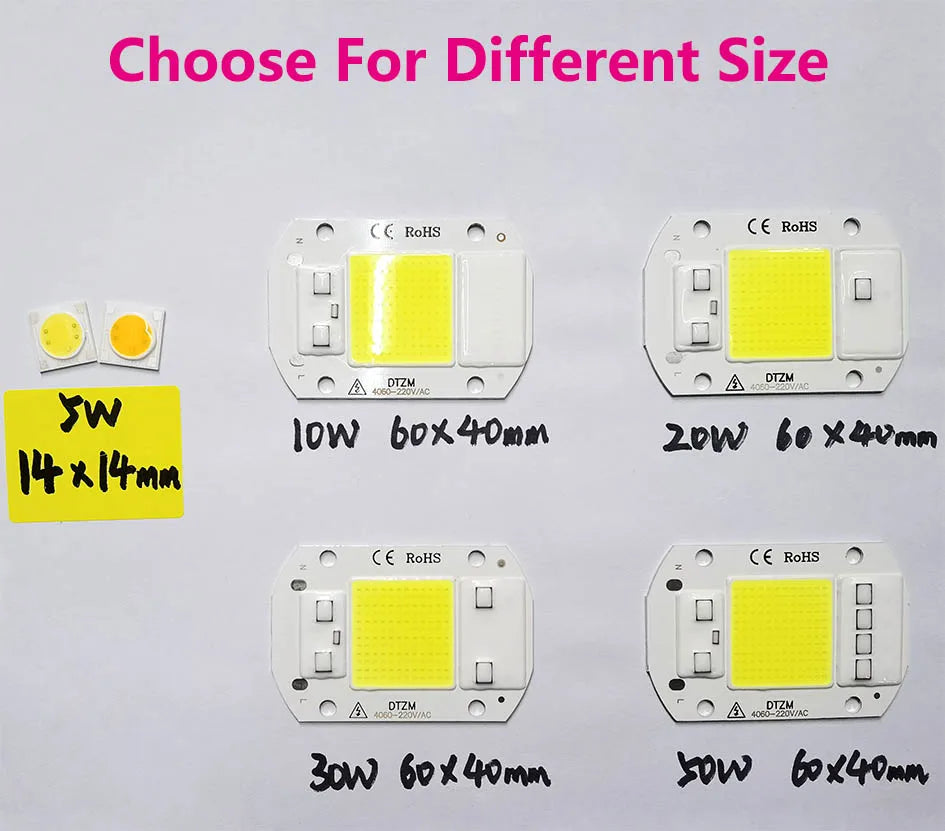 LEDCOB 5W Chip 50w led bulb High Power led 220v 10W 20W 30W light bulbs Lamp 220V LED matrix For Outdoor Indoor FloodLight White