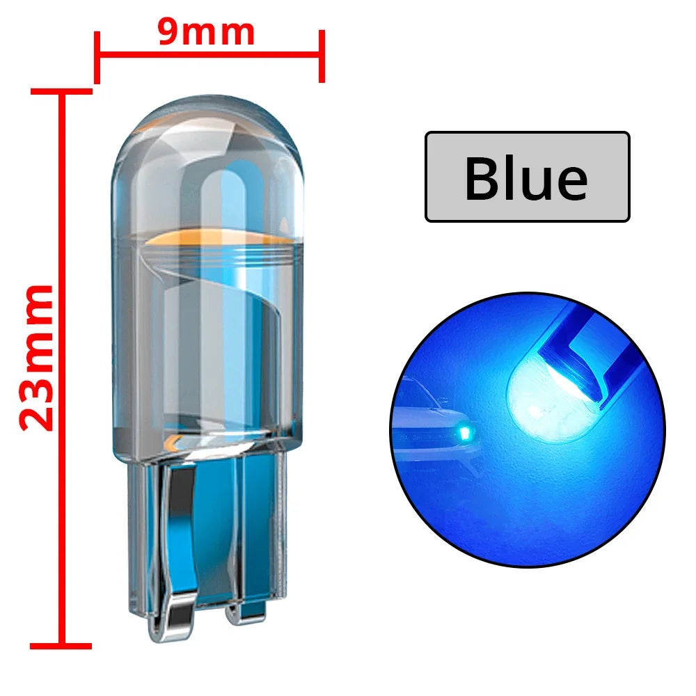 2/4 W5W 194 T10 Glass Housing Cob LED Home Bulb 6000K Wedge License Plate Lamp Dome Light White Diedo Auto Interior Read 12V DC