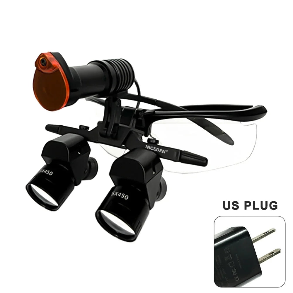 Lupas 5x Lupa Binocular Dental 5w LED Medicina De Laboratorio Lente De Aumento Binocular Luz Equipo Quirúrgico Dental