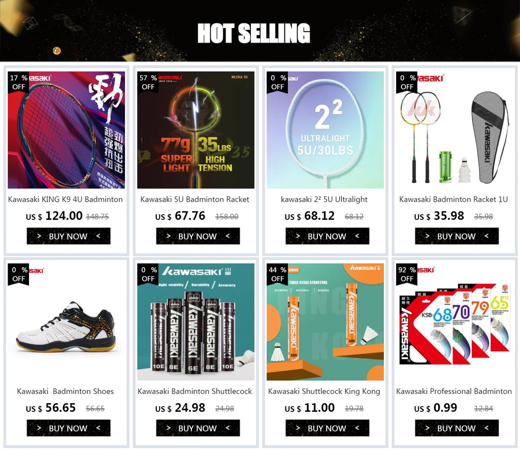 Kawasaki Badminton Racket 1U Aluminum Alloy Frame Badminton Racquet With String UP-0160 With Free Gift Shuttlecock