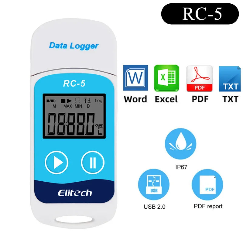 Mini USB Temperature Data Logger RC-4/4HC/5/5+/GSP-6 Digital 16000 Point  Humidity Internal Sensor High Precision Recorder