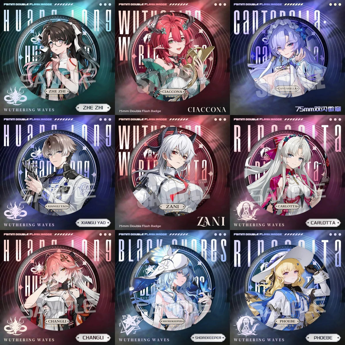 New Wuthering Waves 75MM Laser Brooch Chisa Mornye Lynae Lucilla Badge Pin Cartoon Anime Game Cosplay Jewelry Cute Gift