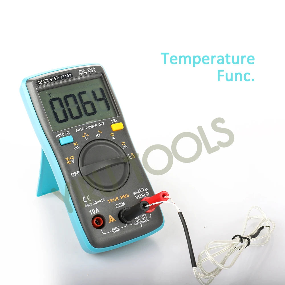 ZOTEK/ZOYI ZT102 Mini 6000 Counts Auto-Ranging Digital Multimeter AC/DC Voltage Current Tester with Temperature Measurement