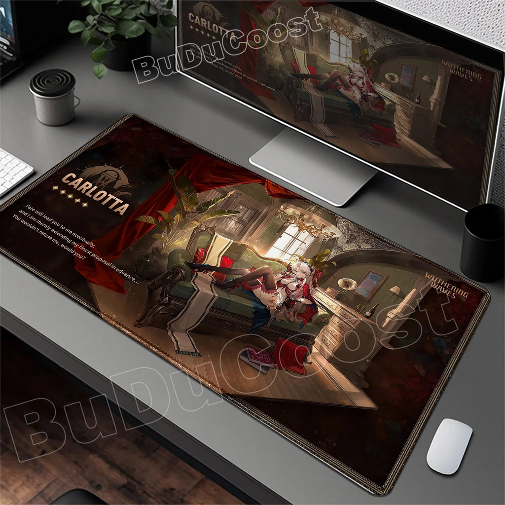Wuthering Waves Character Illustration Mouse Pad Changli Carlotta Augusta Luno Mousepad Gaming Large Computer Non-slip Desk Mats