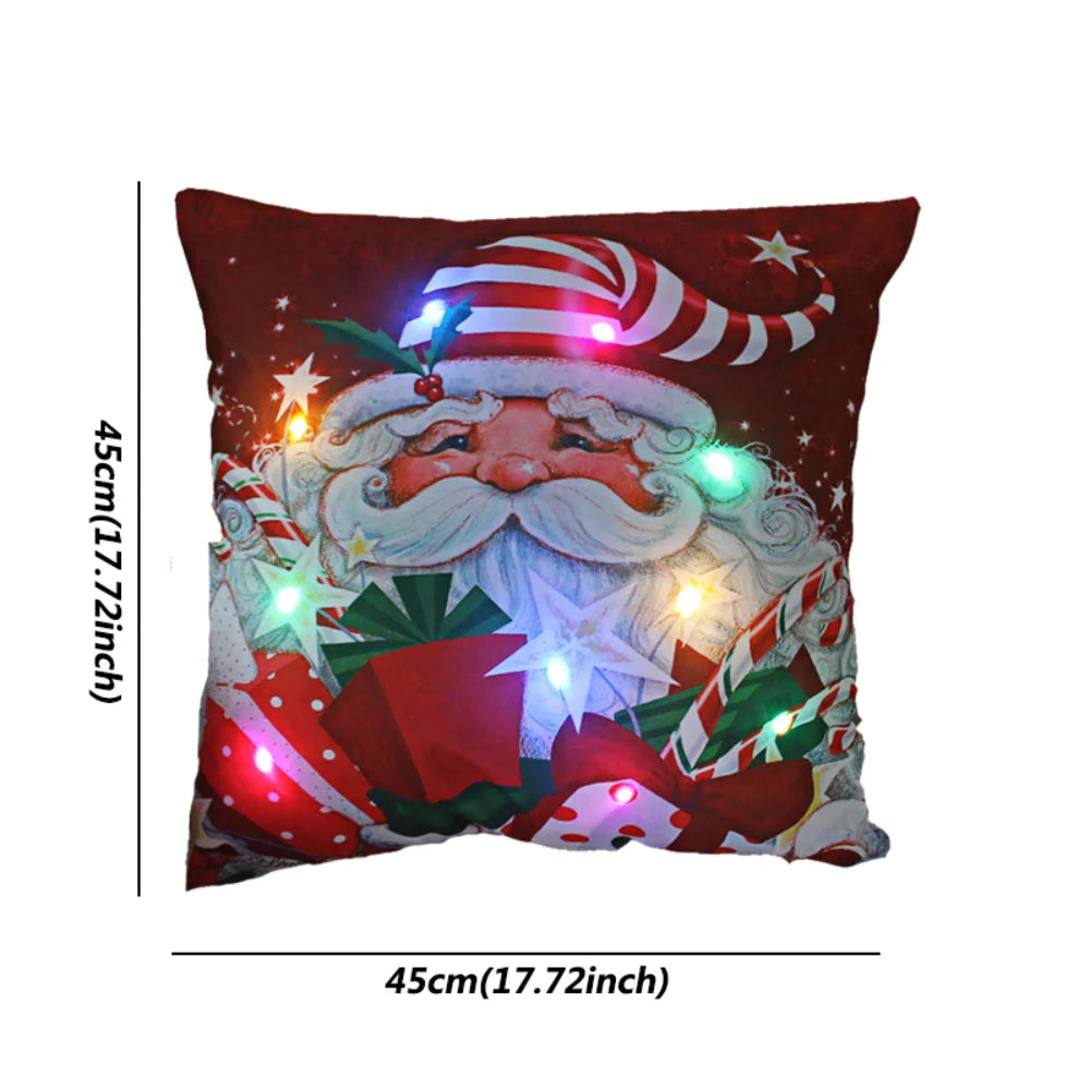 Decoración navideña Funda de almohada LED en conserva Navidad Regalo de Año Nuevo 45x45cm