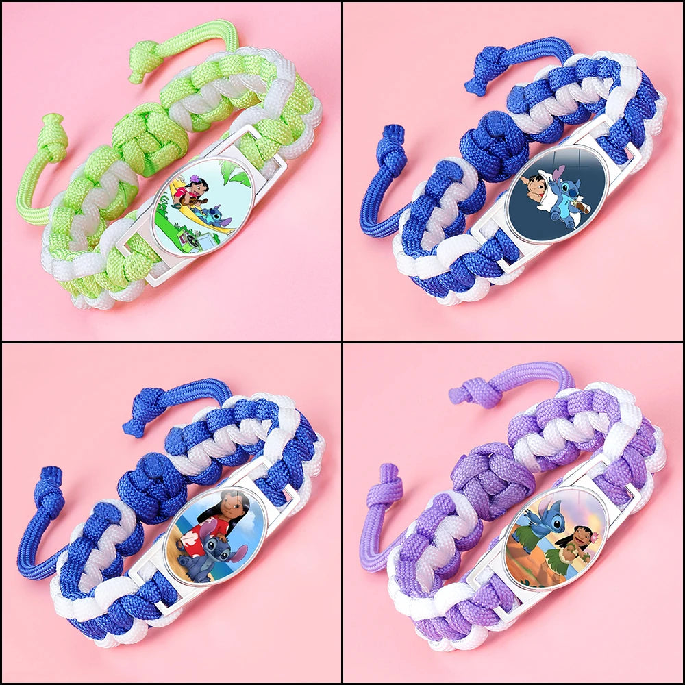 Kawaii Stitch Handwoven Bracelets Lilo Stitch Cartoon Anime Women Jewelry Decoration Woven Bracelet Party Birthday Gifts Girls