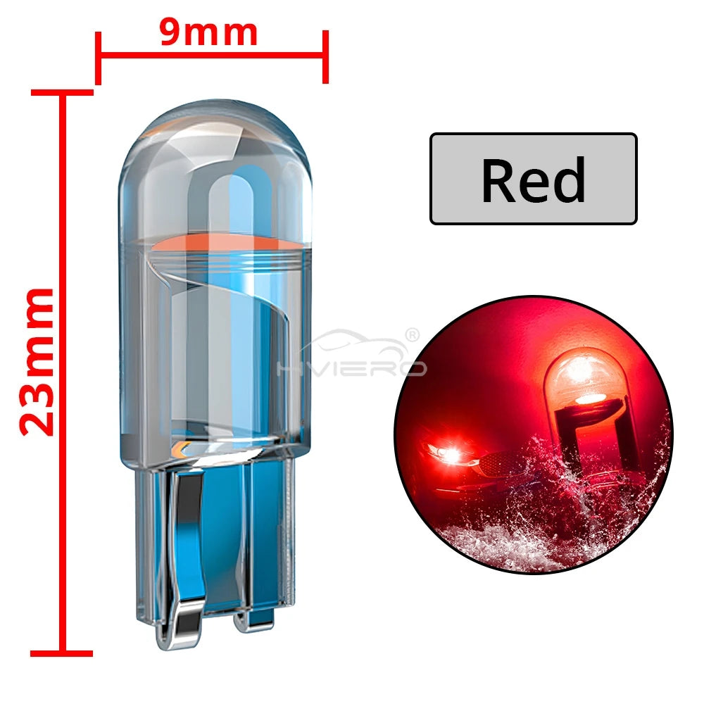 2/4 W5W 194 T10 Glass Housing Cob LED Home Bulb 6000K Wedge License Plate Lamp Dome Light White Diedo Auto Interior Read 12V DC