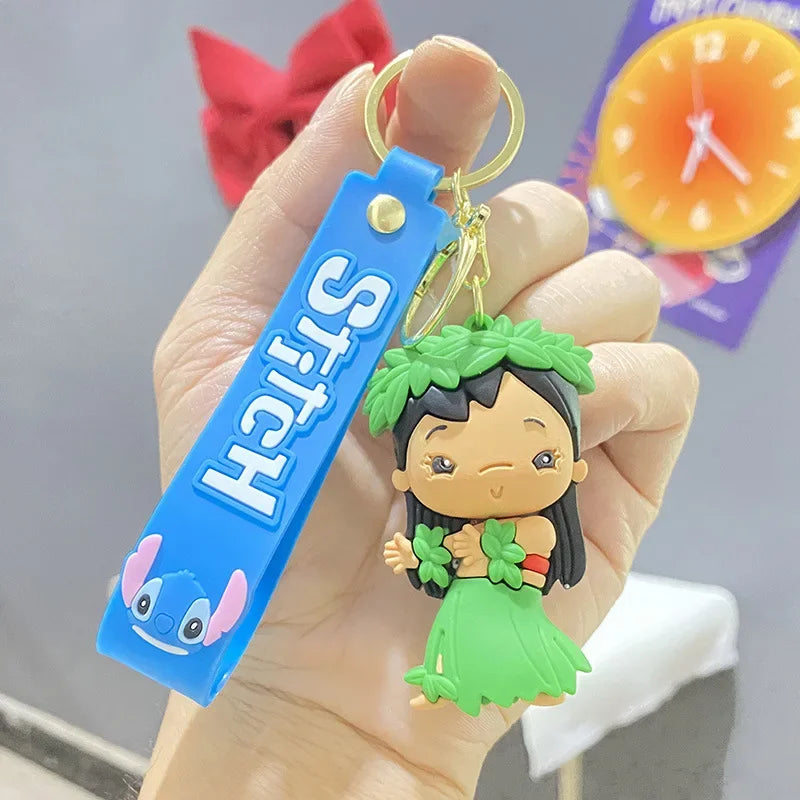 Cartoon Lilo & Stitch Keychains for Women Men Fans Cute Stitch Angel Lilo Keyrings Car Keys Holder Gifts for Friends