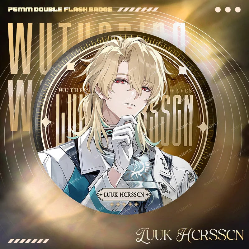 New Wuthering Waves 75MM Laser Brooch Chisa Mornye Lynae Lucilla Badge Pin Cartoon Anime Game Cosplay Jewelry Cute Gift