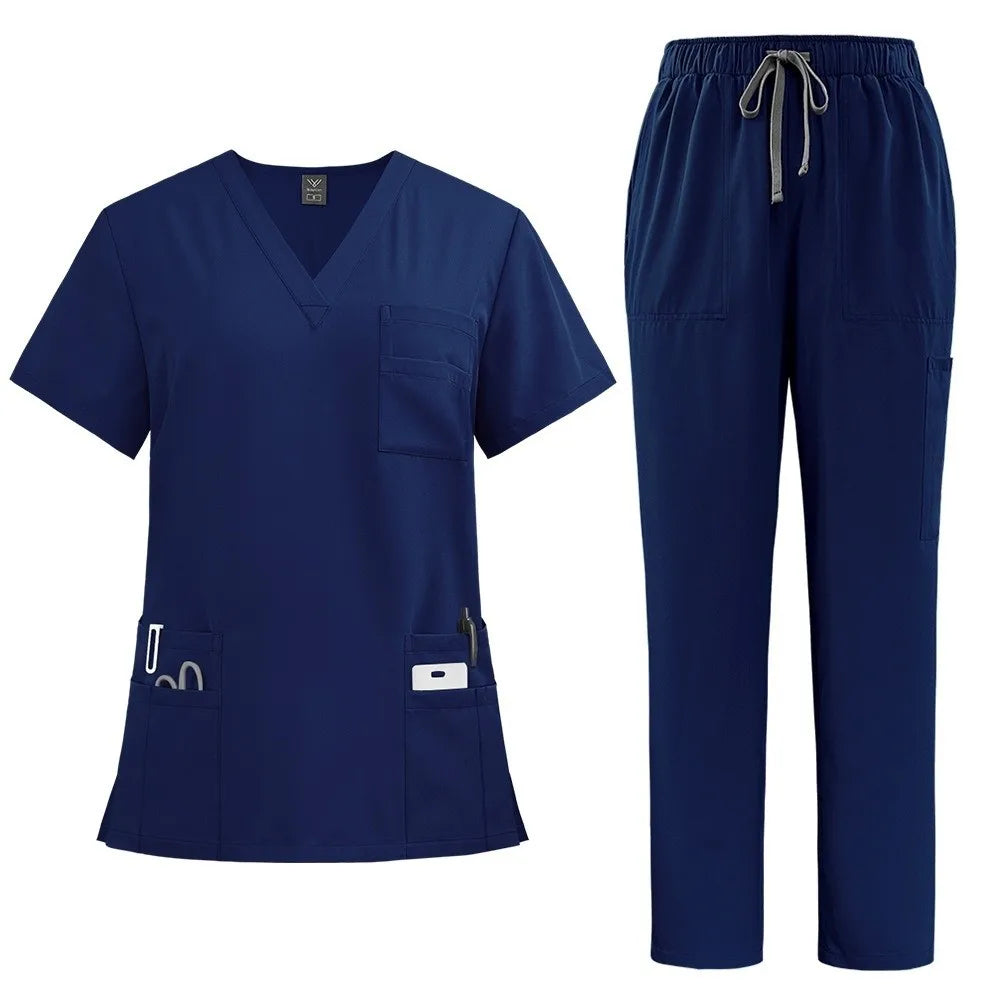 Soft Pink Clinical Uniform with Pockets Scrub Top & Pants Woman Pharmacy Workwear Work Clothes Healthcare Scrubs Sets Veterinary