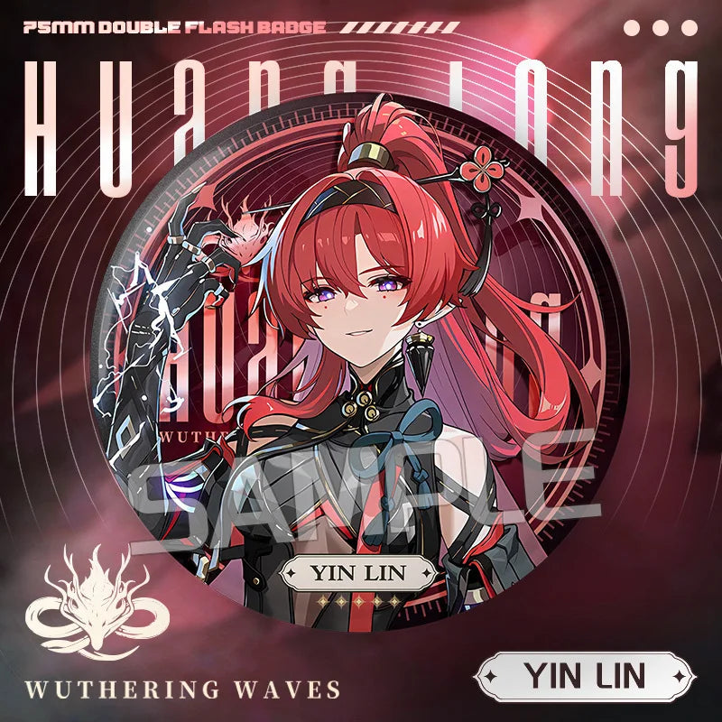 New Wuthering Waves 75MM Laser Brooch Chisa Mornye Lynae Lucilla Badge Pin Cartoon Anime Game Cosplay Jewelry Cute Gift