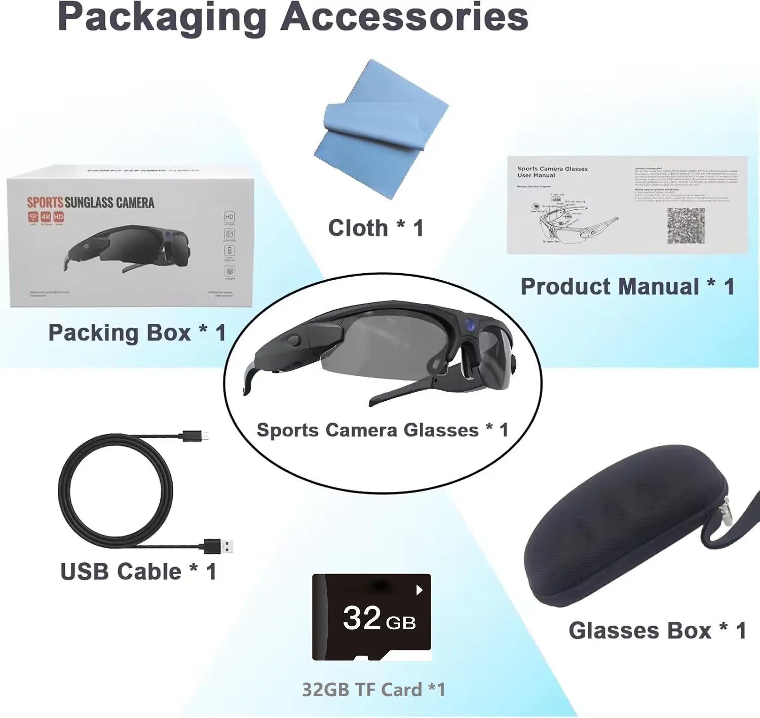 4K HD FPV Smart Glasses WIFI Camera 1080P Video Recording Mini Wireless Bodycam Vlogging POV Action Sports Motorcycle Cycling