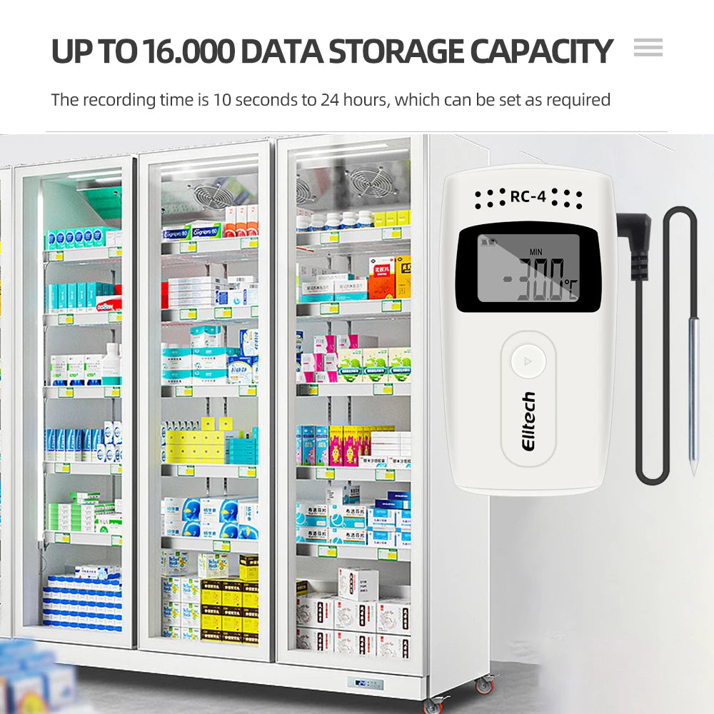 RC-4 Mini Temperature Data logger USB Datalogger Temperature Data Recorder External Sensor 16000 Point Recorder for Cold Chain