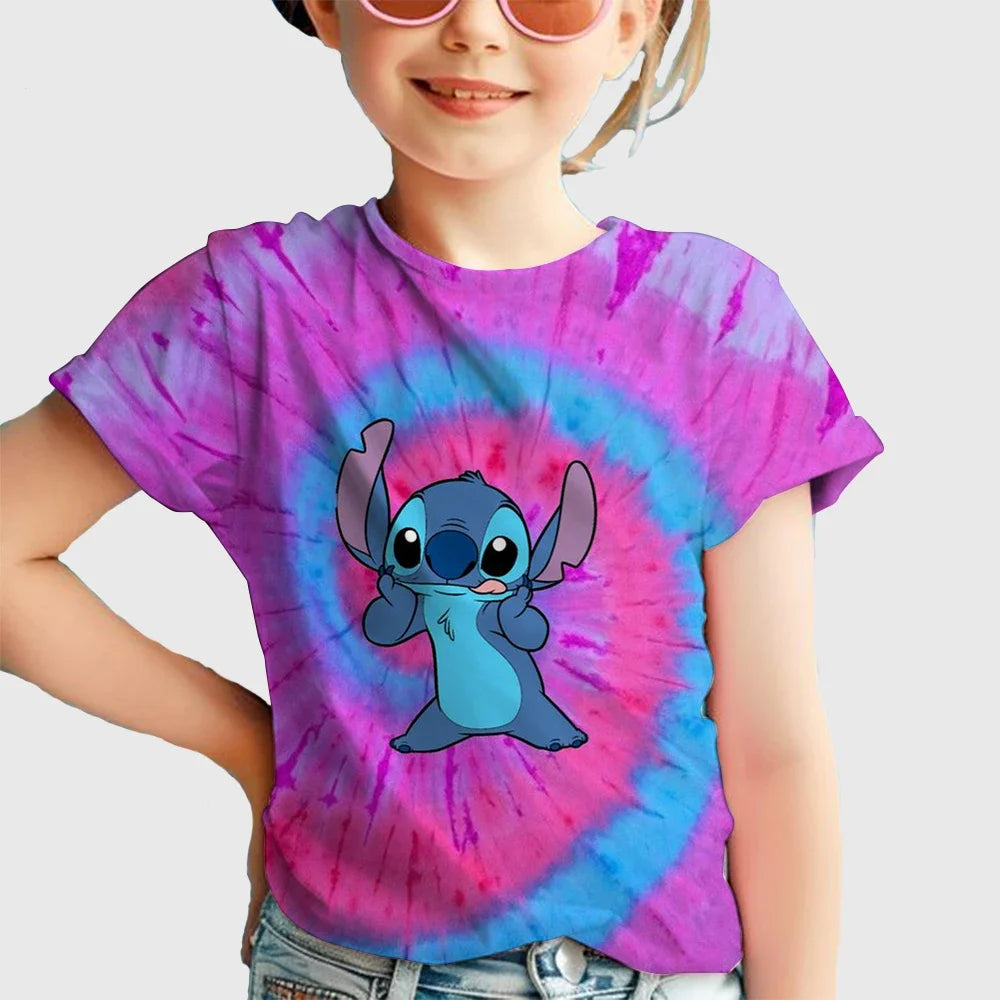Kawaii Lilo Stitch Cartoon T Shirt Children Kids Stitch Cute Manga T-shirt Y2k Graphic Tshirt Top Tees Stich Boys Clothes Girls