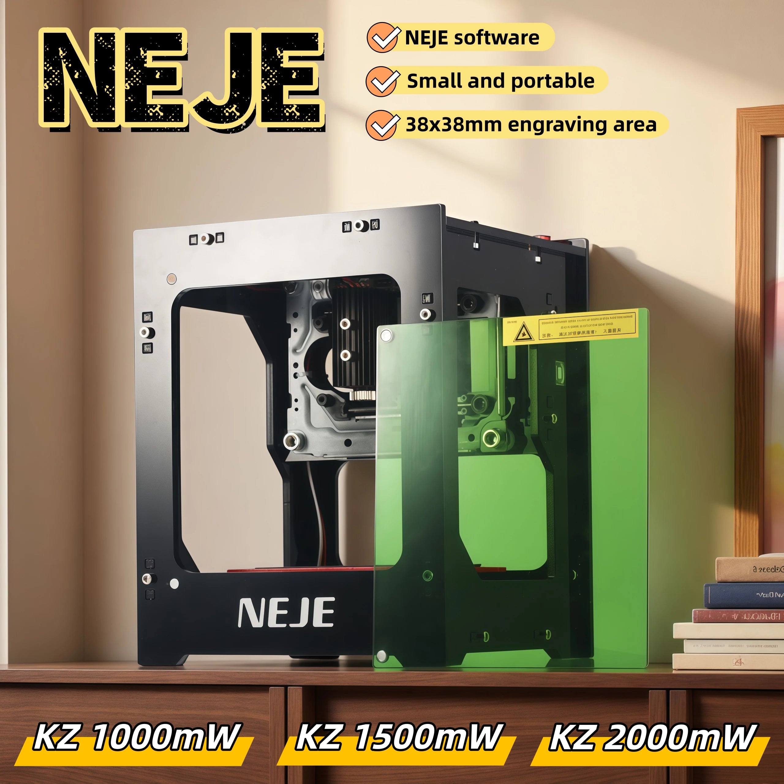 Portable Mini Laser Engraving Machine DIY CNC 405nm Laser 1000/1500/2000mW Adjustable Focus Suitable for Leather and Wood