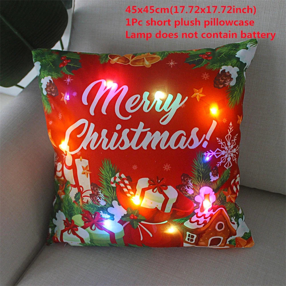 Decoración navideña Funda de almohada LED en conserva Navidad Regalo de Año Nuevo 45x45cm