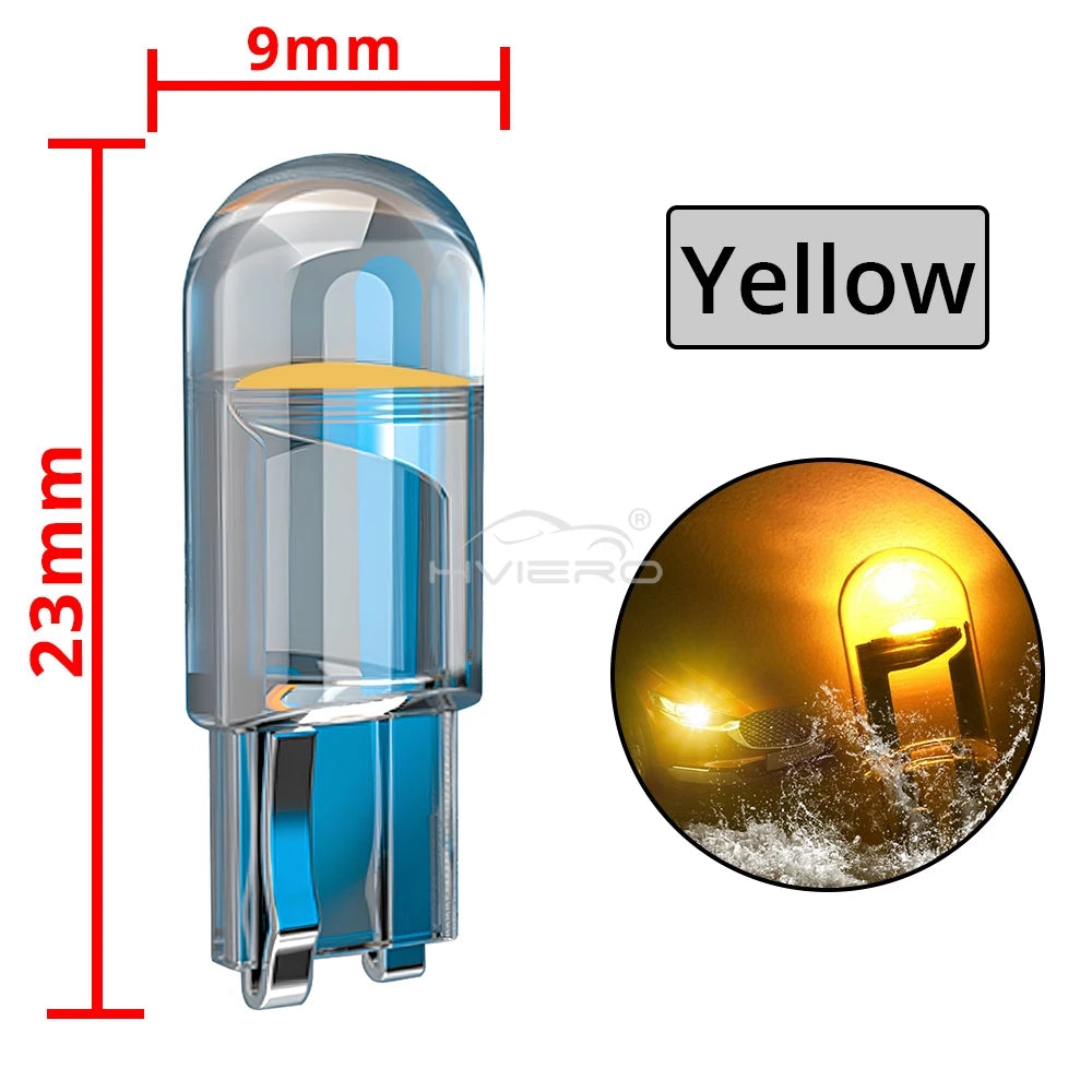 2/4 W5W 194 T10 Glass Housing Cob LED Home Bulb 6000K Wedge License Plate Lamp Dome Light White Diedo Auto Interior Read 12V DC