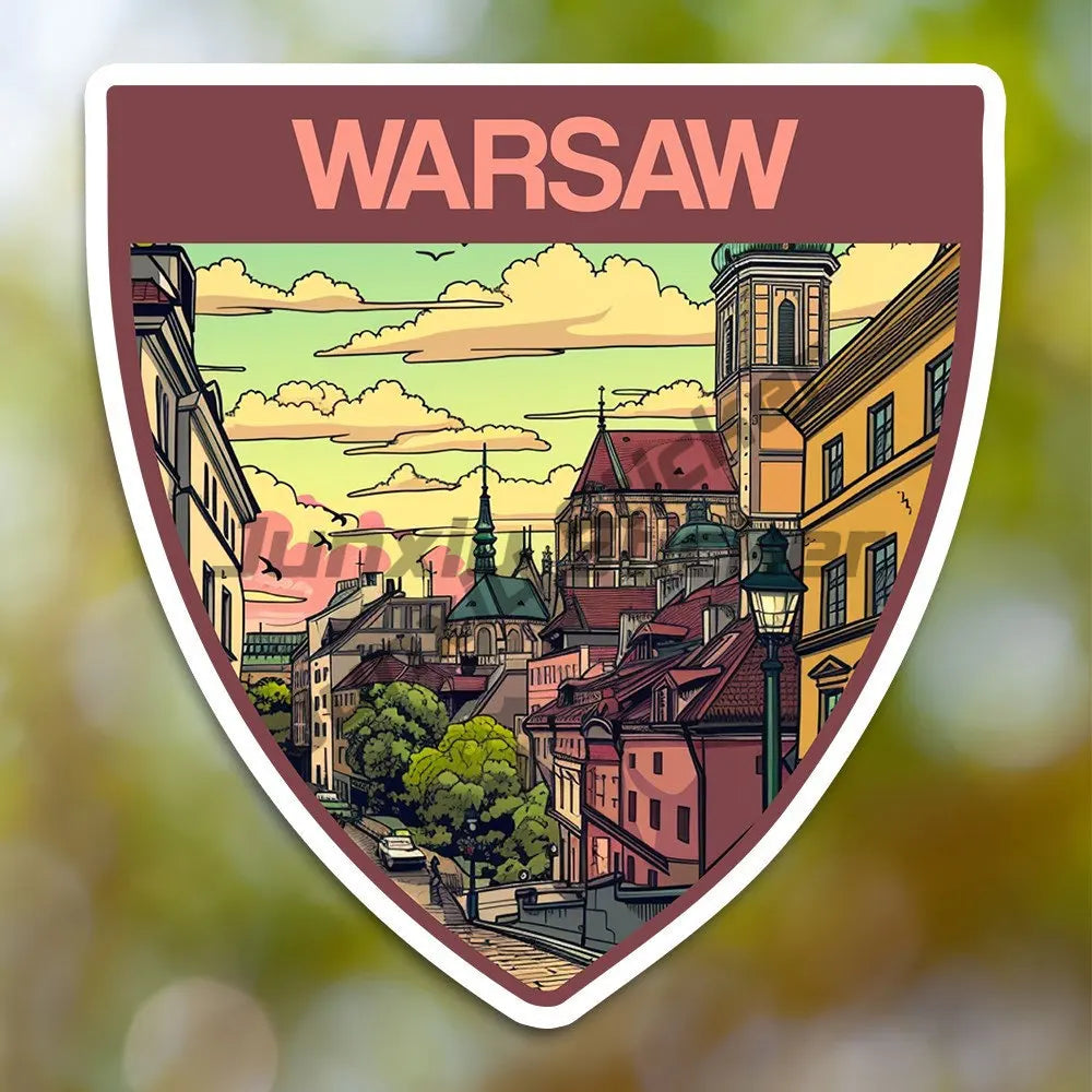 Warsaw Poland Eagle Coat of Arms Heraldic Flag Travel Stamp Sticker European Union Polska Vinyl Decal Waterproofing Anti Scratch