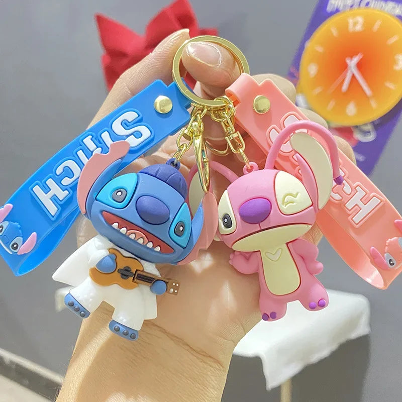 Cartoon Lilo & Stitch Keychains for Women Men Fans Cute Stitch Angel Lilo Keyrings Car Keys Holder Gifts for Friends