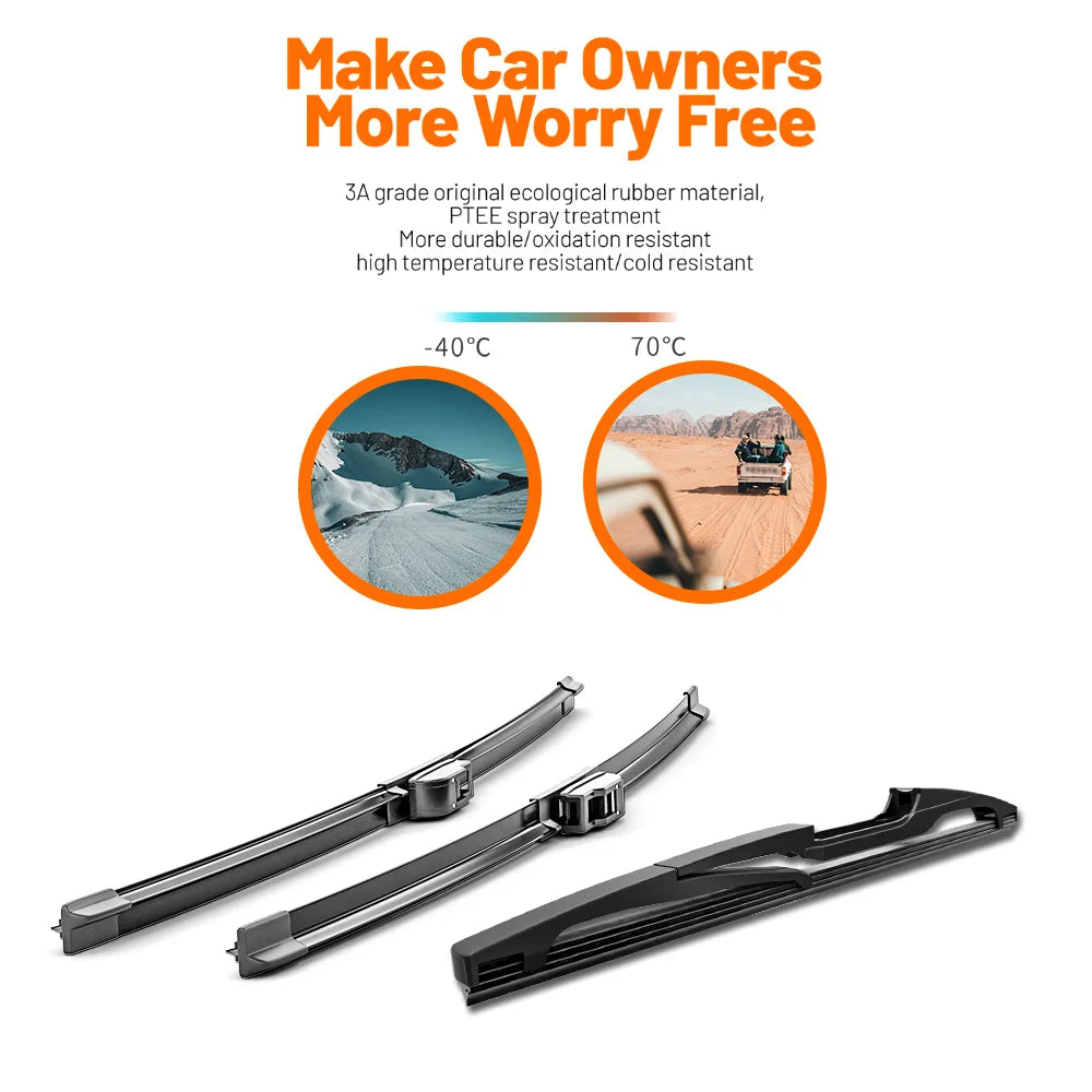 3Pcs Car Wiper For KIA Rio Hatchback Mk3 2011-2017 Front Rear Wiper Blades Brushes Auto Accessories 2013 2014 2015 2016