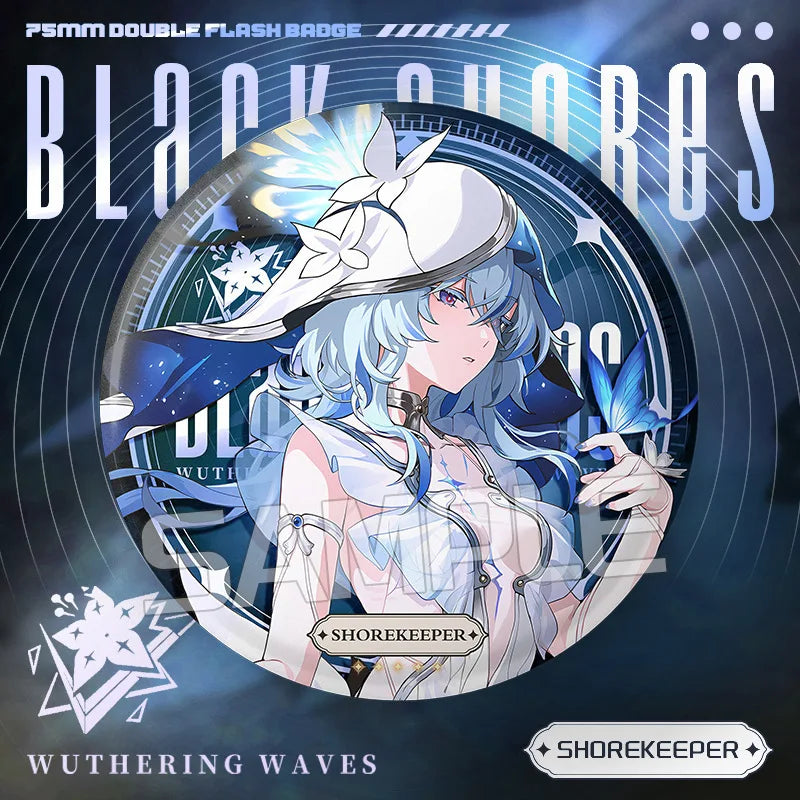 New Wuthering Waves 75MM Laser Brooch Chisa Mornye Lynae Lucilla Badge Pin Cartoon Anime Game Cosplay Jewelry Cute Gift