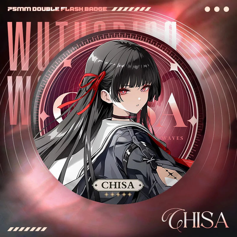 New Wuthering Waves 75MM Laser Brooch Chisa Mornye Lynae Lucilla Badge Pin Cartoon Anime Game Cosplay Jewelry Cute Gift