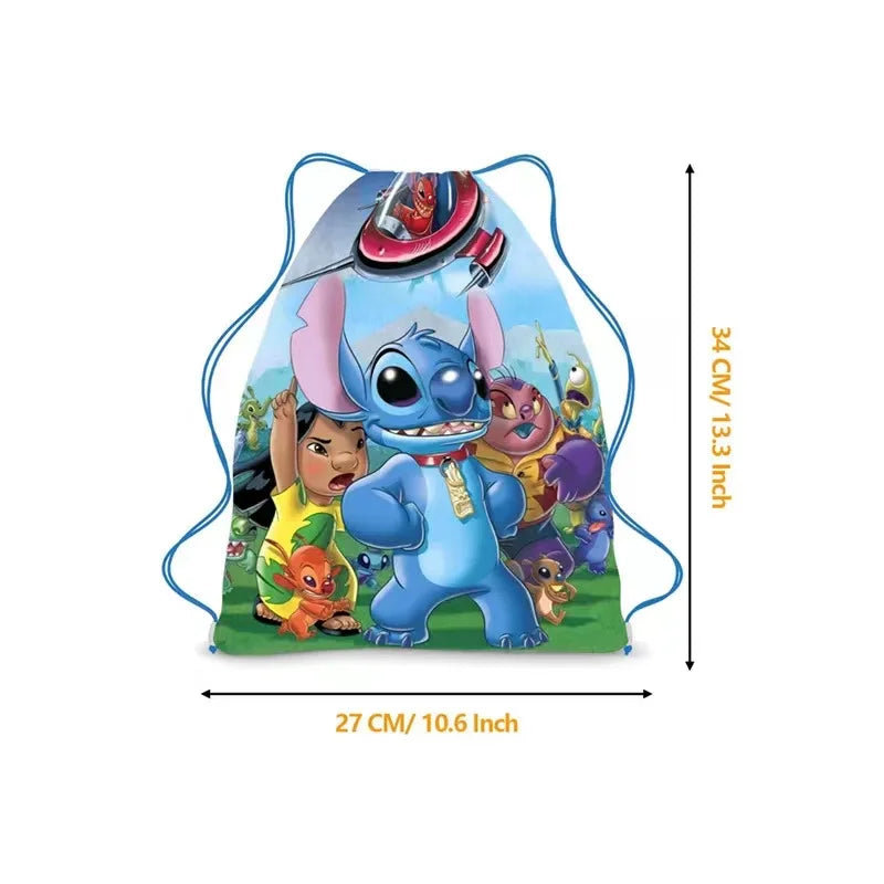 6/24pcs Lilo & Stitch Storage Bag Nonwoven Pink Angel Stitch Drawstring Bags Party Decor Kids Birthday Christmas Gift