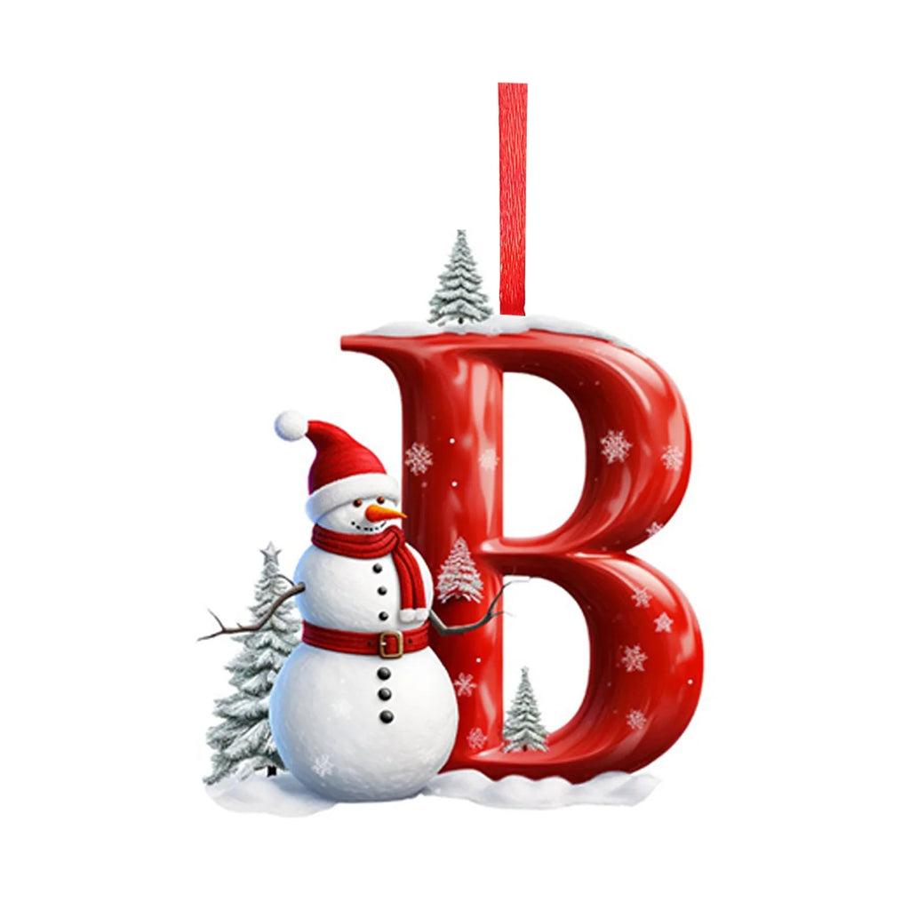 New Christmas Tree Decoration 2D Letter Pendant Acrylic 26 Letter Pendant Hanging Christmas Tree Ornament Accessories navidad