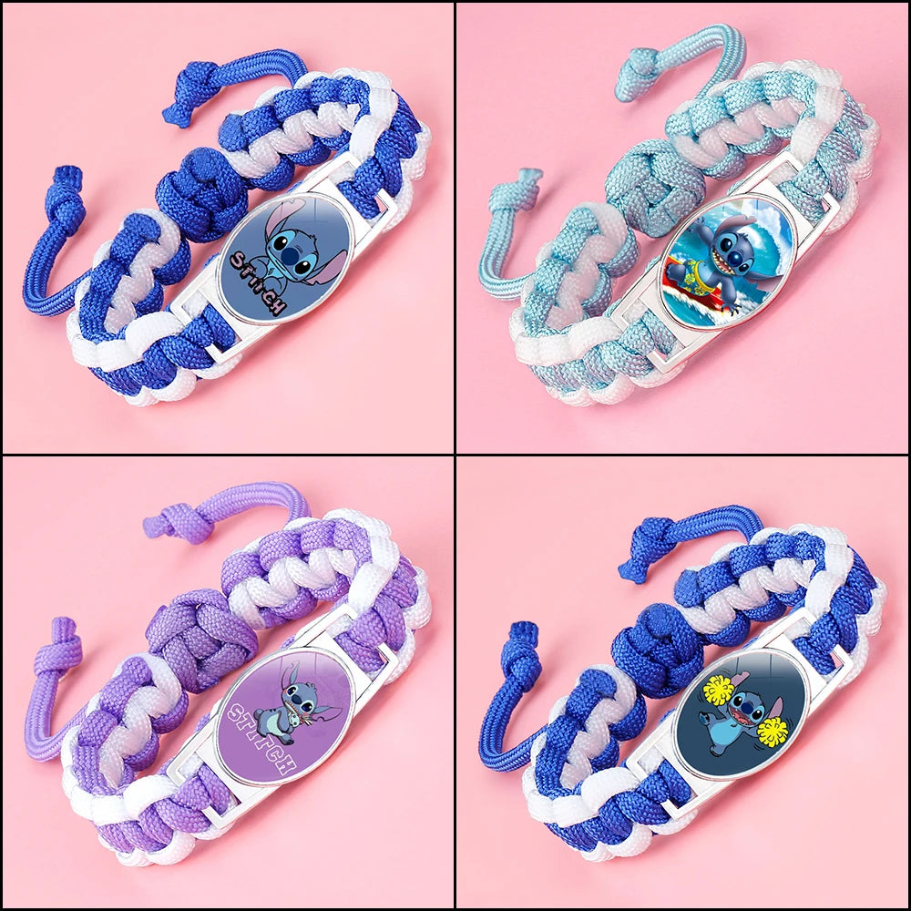 Kawaii Stitch Handwoven Bracelets Lilo Stitch Cartoon Anime Women Jewelry Decoration Woven Bracelet Party Birthday Gifts Girls