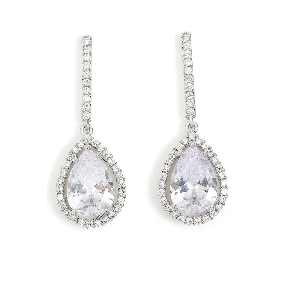 ZAKOL Stylish Geometric Drop Cubic Zirconia Earrings Women Elegant Bridal Wedding Party Jewelry Accessories Wholesale EP2242