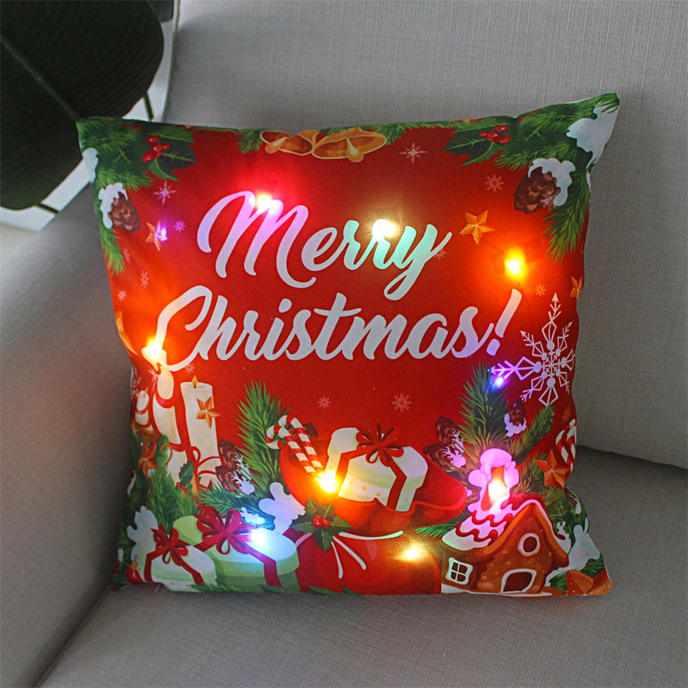 Decoración navideña Funda de almohada LED en conserva Navidad Regalo de Año Nuevo 45x45cm