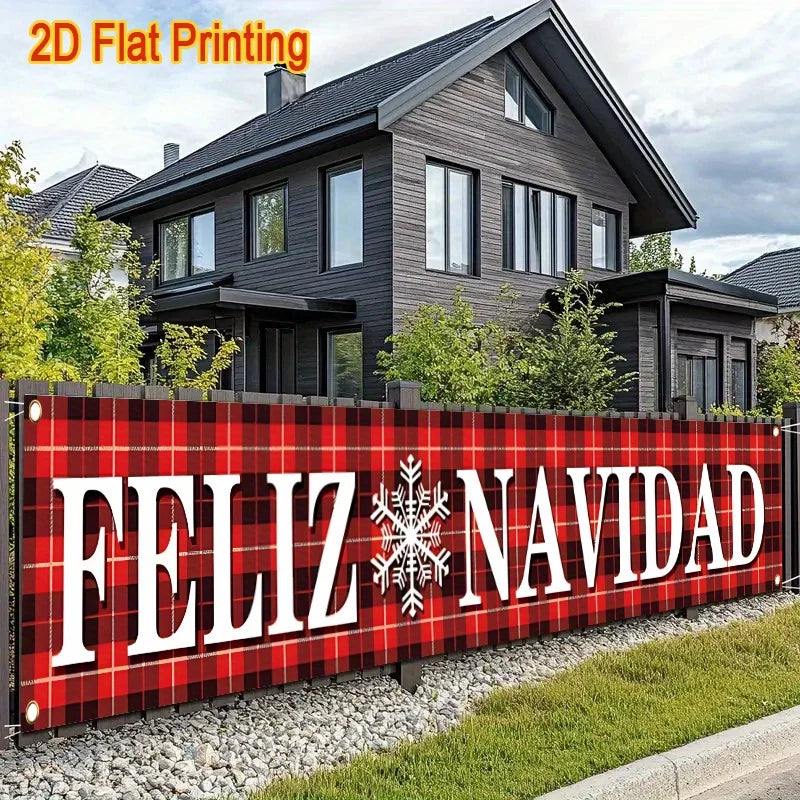 1 Feliz Navidad Christmas banner - Spanish "Merry Christmas" decoration, suitable for holiday party decorations