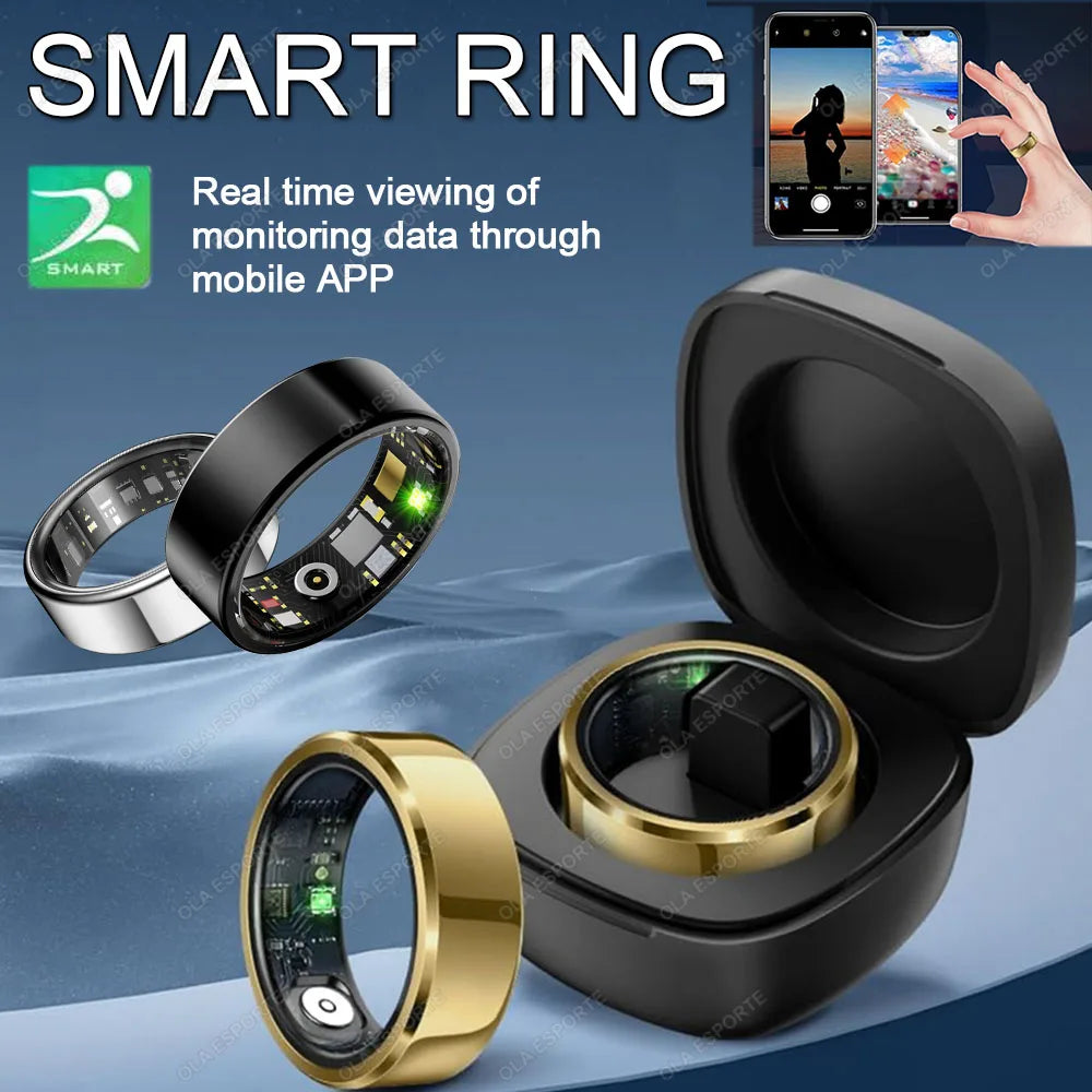 2025 Smart Ring Blood Pressure Heart Rate Sleep Monitoring Smartring IP68 & 5ATM Waterproof Multi-sport Mode Smartring Man Women