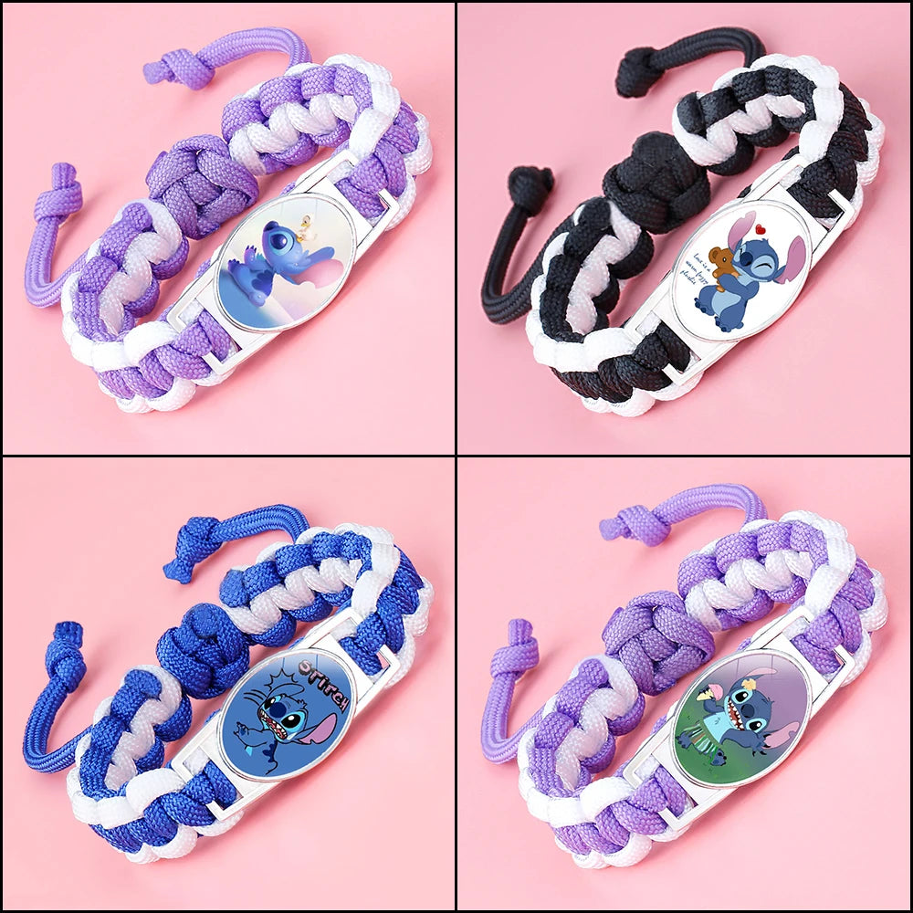 Kawaii Stitch Handwoven Bracelets Lilo Stitch Cartoon Anime Women Jewelry Decoration Woven Bracelet Party Birthday Gifts Girls