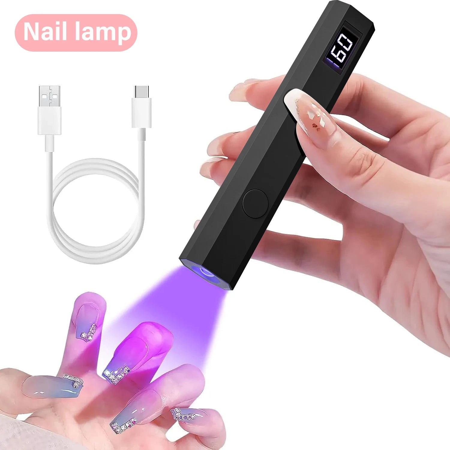 YIKOOLIN UV Light for Gel Nails Mini UV Nail Lamp Professional LED Light for Curing Gel Polish 2 Timing Modes for DIY Home Salon