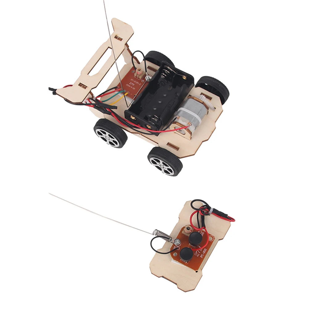 DIY Wooden Remote Control Car Model Assembly RC Toys Science Experiment Kits Exercise Thinking STEM Educational Toy Gift for Kid