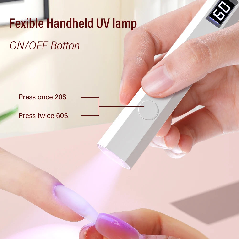 YIKOOLIN UV Light for Gel Nails Mini UV Nail Lamp Professional LED Light for Curing Gel Polish 2 Timing Modes for DIY Home Salon