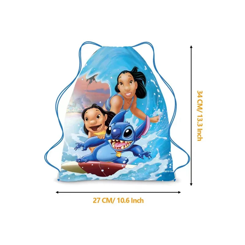 6/24pcs Lilo & Stitch Storage Bag Nonwoven Pink Angel Stitch Drawstring Bags Party Decor Kids Birthday Christmas Gift