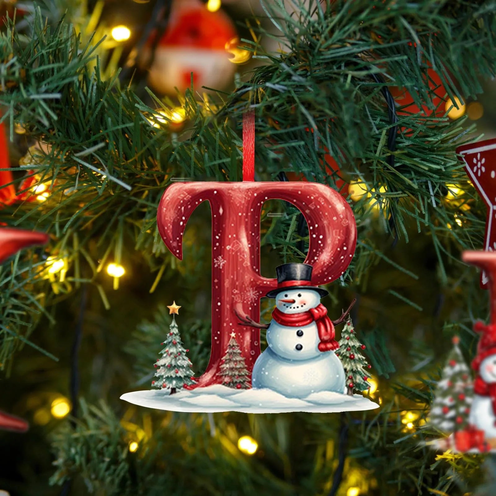 New Christmas Tree Decoration 2D Letter Pendant Acrylic 26 Letter Pendant Hanging Christmas Tree Ornament Accessories navidad