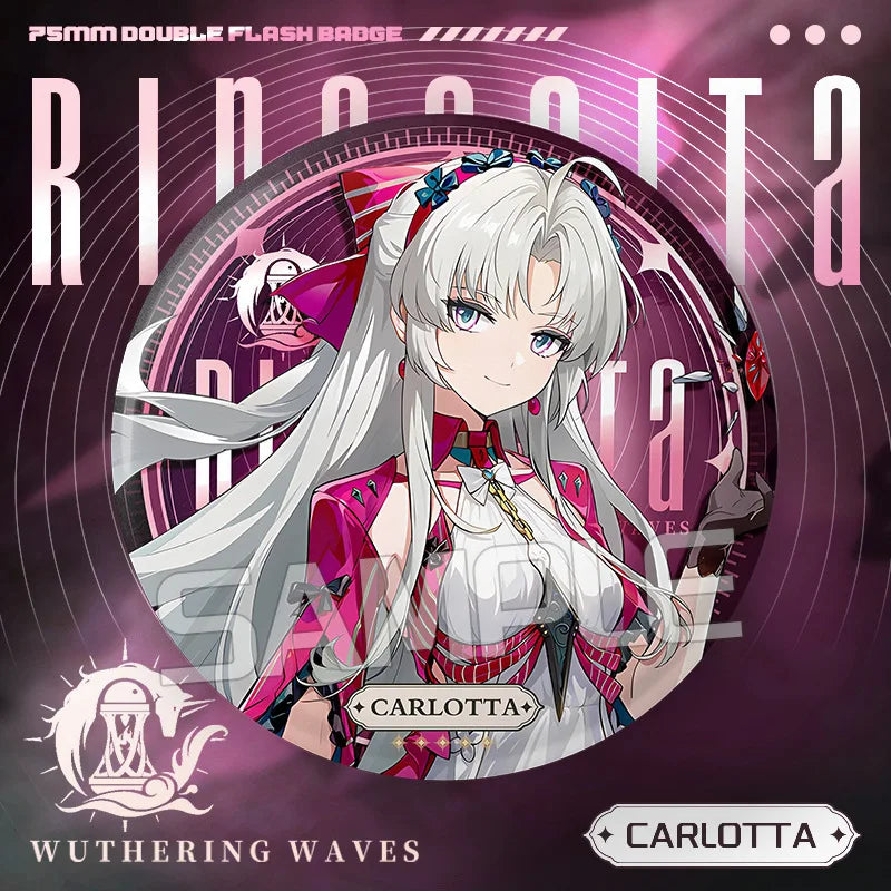 New Wuthering Waves 75MM Laser Brooch Chisa Mornye Lynae Lucilla Badge Pin Cartoon Anime Game Cosplay Jewelry Cute Gift