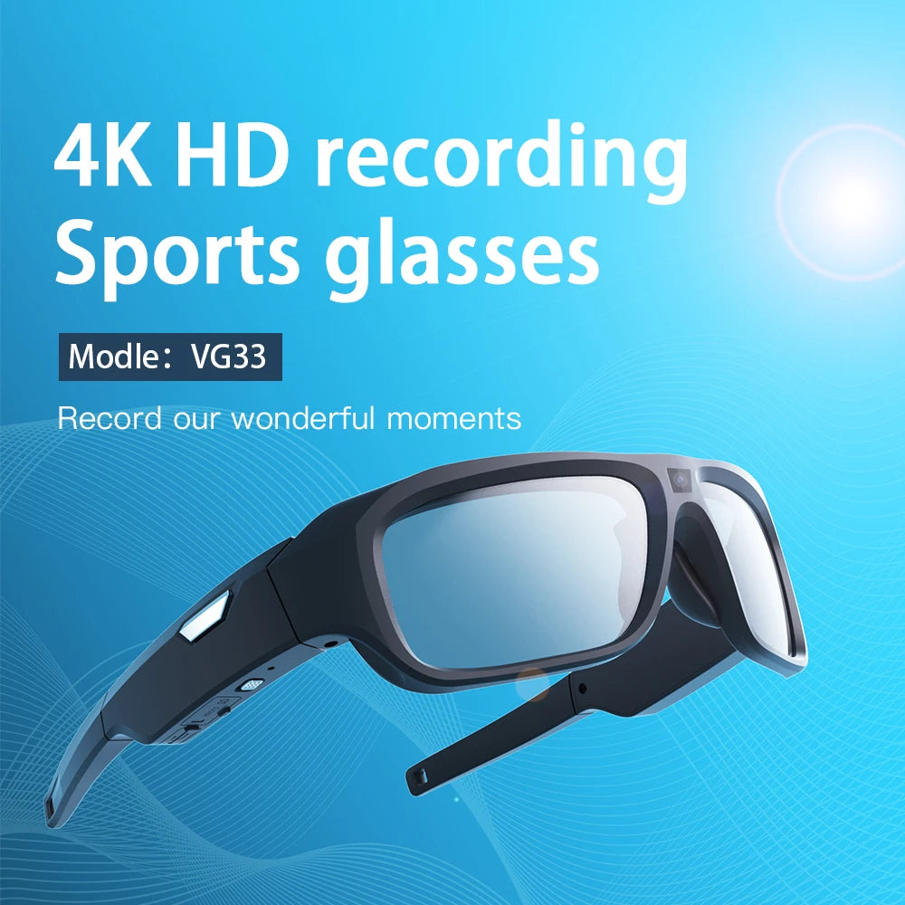 4K HD FPV Smart Glasses WIFI Camera 1080P Video Recording Mini Wireless Bodycam Vlogging POV Action Sports Motorcycle Cycling
