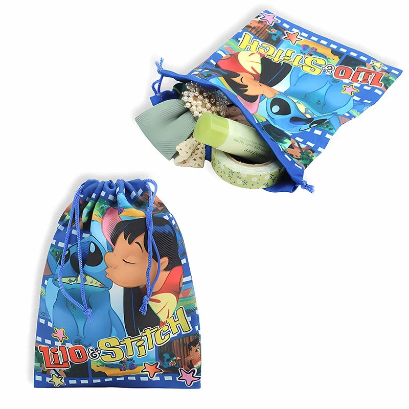 New Anime Stitch Bundle Pocket Kawaii Lilo & Stitch Storage Bag Cartoon Non Woven Drawstring Bag Children Party Gifts