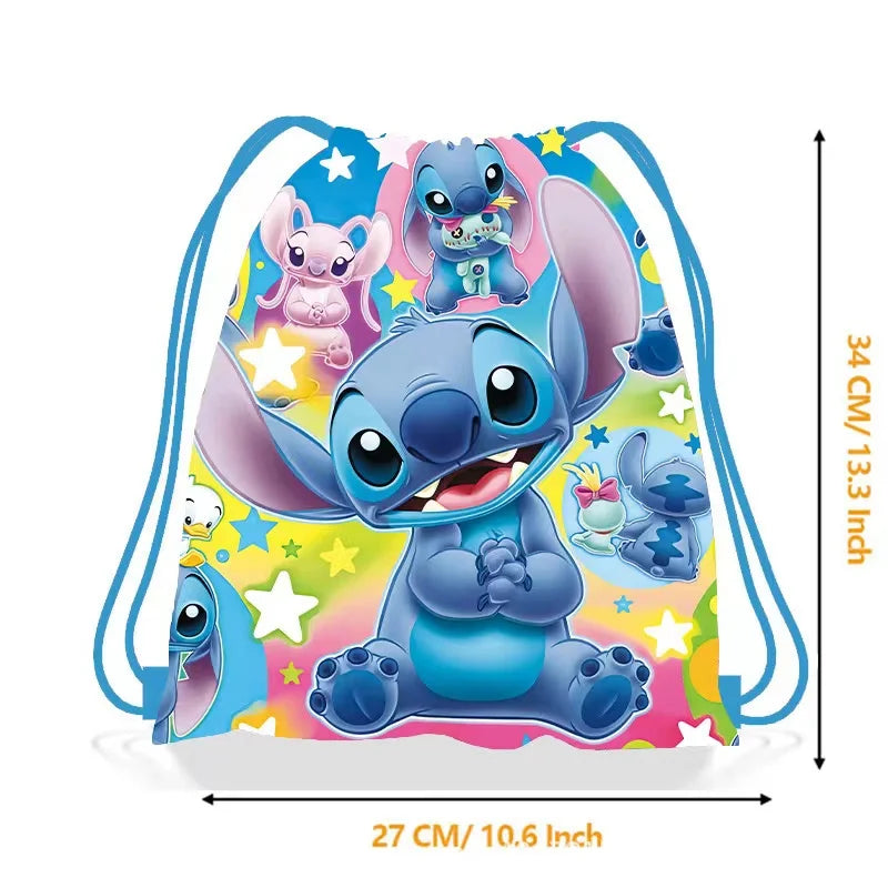 6/24pcs Lilo & Stitch Storage Bag Nonwoven Pink Angel Stitch Drawstring Bags Party Decor Kids Birthday Christmas Gift