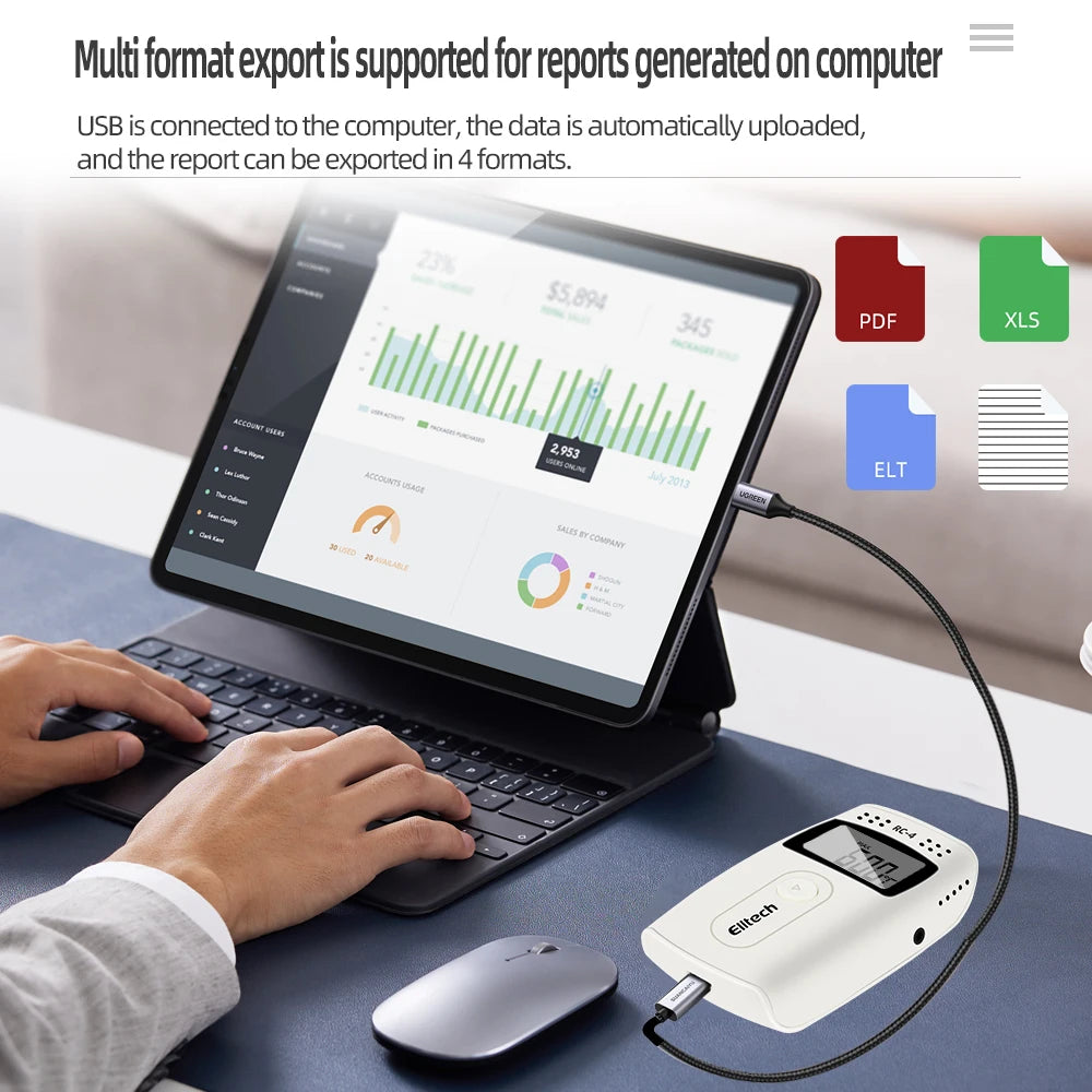 RC-4 Mini Temperature Data logger USB Datalogger Temperature Data Recorder External Sensor 16000 Point Recorder for Cold Chain