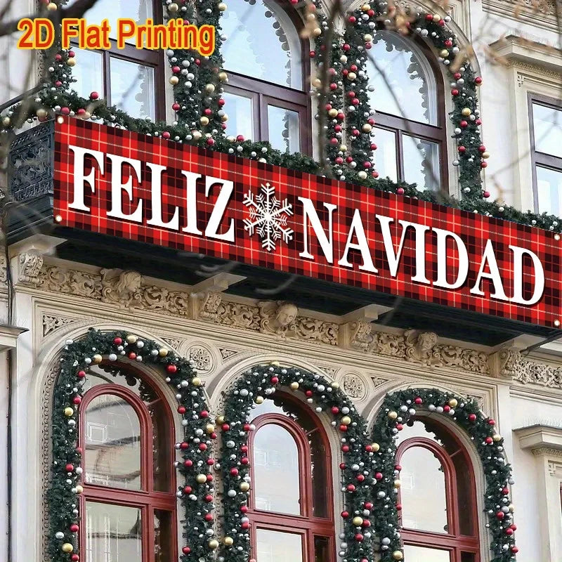 1 Feliz Navidad Christmas banner - Spanish "Merry Christmas" decoration, suitable for holiday party decorations