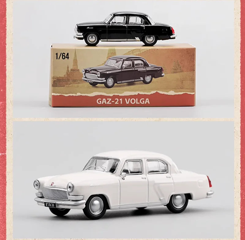 Perka 1:64 Scale FSO Polonez MR'87/M21 GAZ-21 Volga Alloy Car Model Static Display Hobby Collection