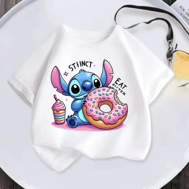 Kawaii Lilo Stitch Cartoon T Shirt Children Kids Stitch Cute Manga T-shirt Y2k Graphic Tshirt Girl Boy Top Tees Lilo and Stitch