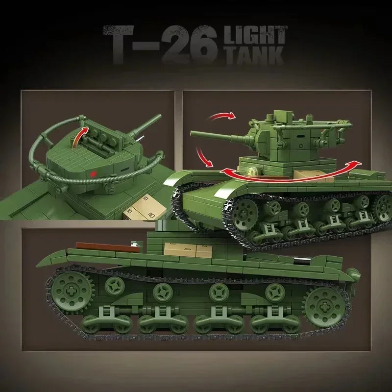 Ww2 German Light Tank PZ.KPFW.38(T)A Military Series WW2 Tank Building Blocks  Bricks Model Set Toys for Kids Gifts