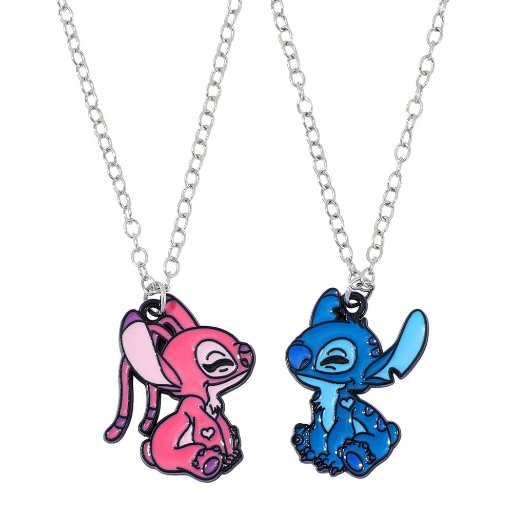 5-Piece Stitch Couple Necklace Set - Lilo & Stitch Matching Jewelry, Ohana Love Gifts for Couples